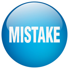 mistake blue round gel isolated push button