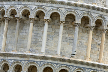 Fototapeta na wymiar columns elements of tower of Pisa in Italy