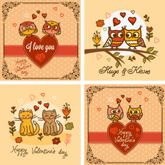 valentines greeting cards set