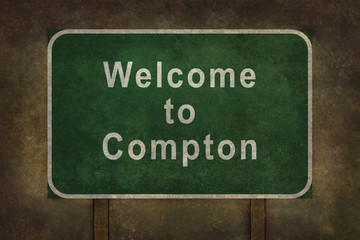 Welcome to Compton, roadside sign illustration
