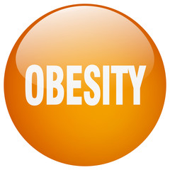 obesity orange round gel isolated push button