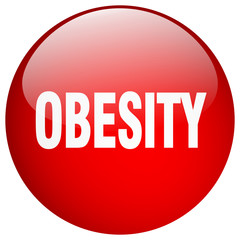 obesity red round gel isolated push button