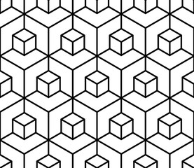 Vector modern seamless geometry pattern illusion, black and white abstract geometric background, pillow print, monochrome retro texture, hipster fashion design