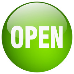 open green round gel isolated push button