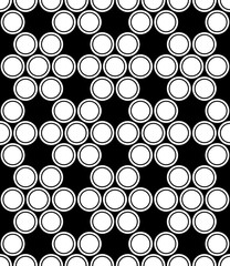 Vector modern seamless sacred geometry pattern circles, black and white abstract geometric background, pillow print, monochrome retro texture, hipster fashion design