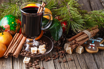 Xmas mulled wine with cinnamon stick