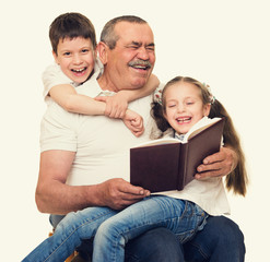 Grandfather and grandchildren portrait