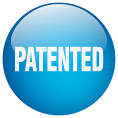 patented blue round gel isolated push button