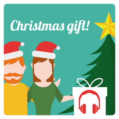 christmas gift illustration over green color background