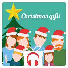 christmas gift illustration over green color background