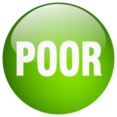 poor green round gel isolated push button