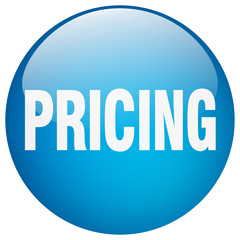 pricing blue round gel isolated push button