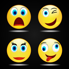 Set smile happy yellow smile icon, vector,