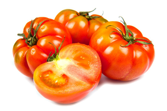 Beefsteak tomatoes, isolated on white