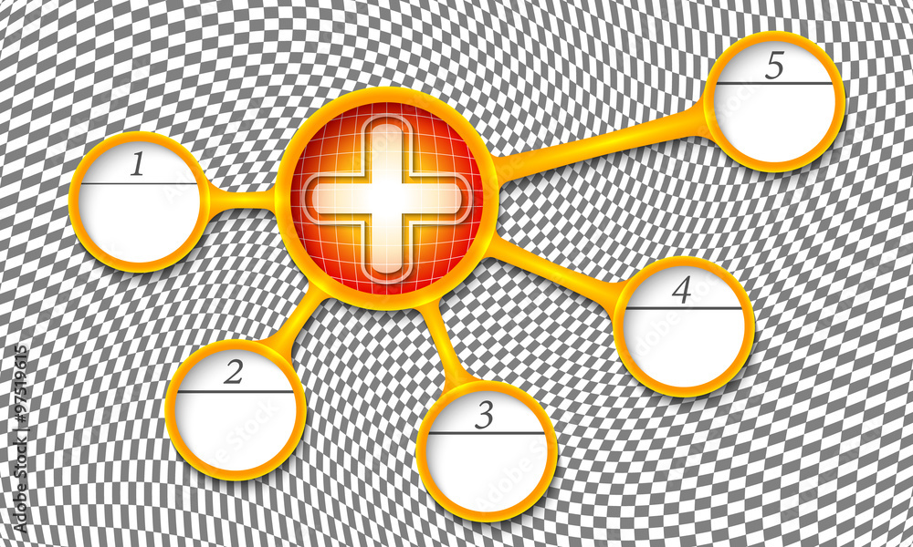 Poster vector circular text boxes for your text and plus symbol
