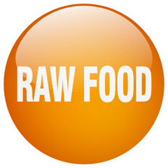raw food orange round gel isolated push button