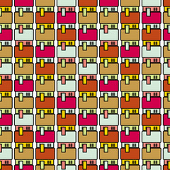 Seamless pattern with vintage houses