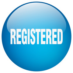 registered blue round gel isolated push button