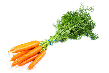 Fresh carrots isolated on white background