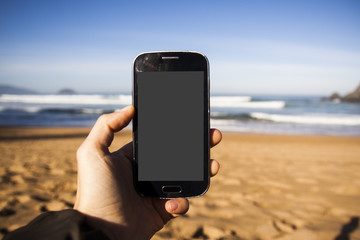 Smartphone en la playa