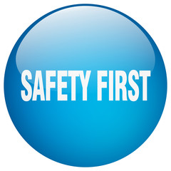 safety first blue round gel isolated push button