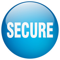 secure blue round gel isolated push button