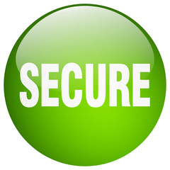 secure green round gel isolated push button