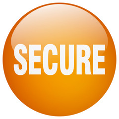 secure orange round gel isolated push button