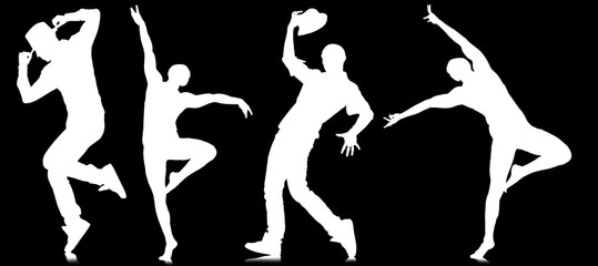 Silhouettes of dancers in dancing concept