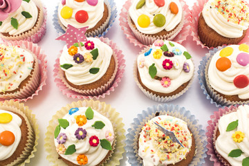 Cupcakes delicious and colorful decorated