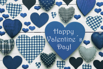Blue Hearts Texture, Text Happy Valentines Day