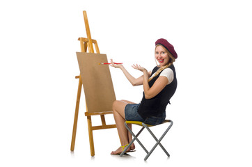 Young artist isolated on white 