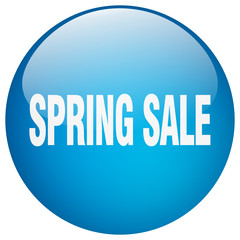 spring sale blue round gel isolated push button