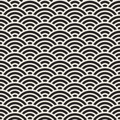 Vector Seamless Black and White Rounded Concentric  Arcs Wi-Fi Sign Pattern