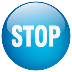stop blue round gel isolated push button