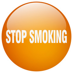 stop smoking orange round gel isolated push button