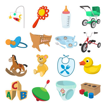 Baby cartoon icons set