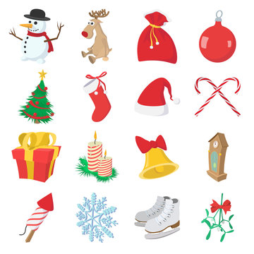 Christmas cartoon icons set