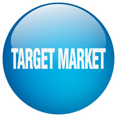target market blue round gel isolated push button