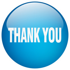 thank you blue round gel isolated push button