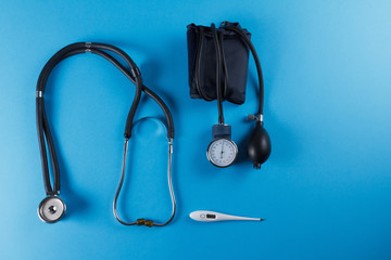 Medical devices stethoscope, tonometer, and thermometer