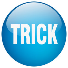 trick blue round gel isolated push button