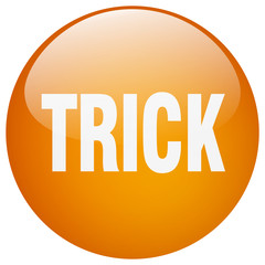 trick orange round gel isolated push button