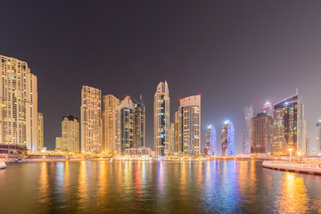 Fototapeta na wymiar Dubai - JANUARY 10, 2015: Marina district on January 10 in UAE, Dubai. Marina district is popular residential area in Dubai
