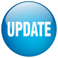 update blue round gel isolated push button