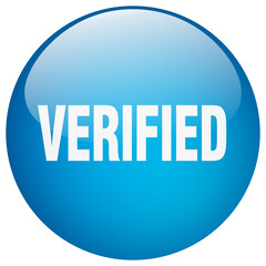 verified blue round gel isolated push button