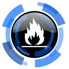 flame black blue glossy web icon