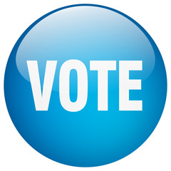 vote blue round gel isolated push button