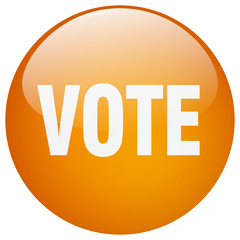 vote orange round gel isolated push button