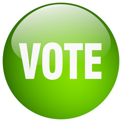 vote green round gel isolated push button
